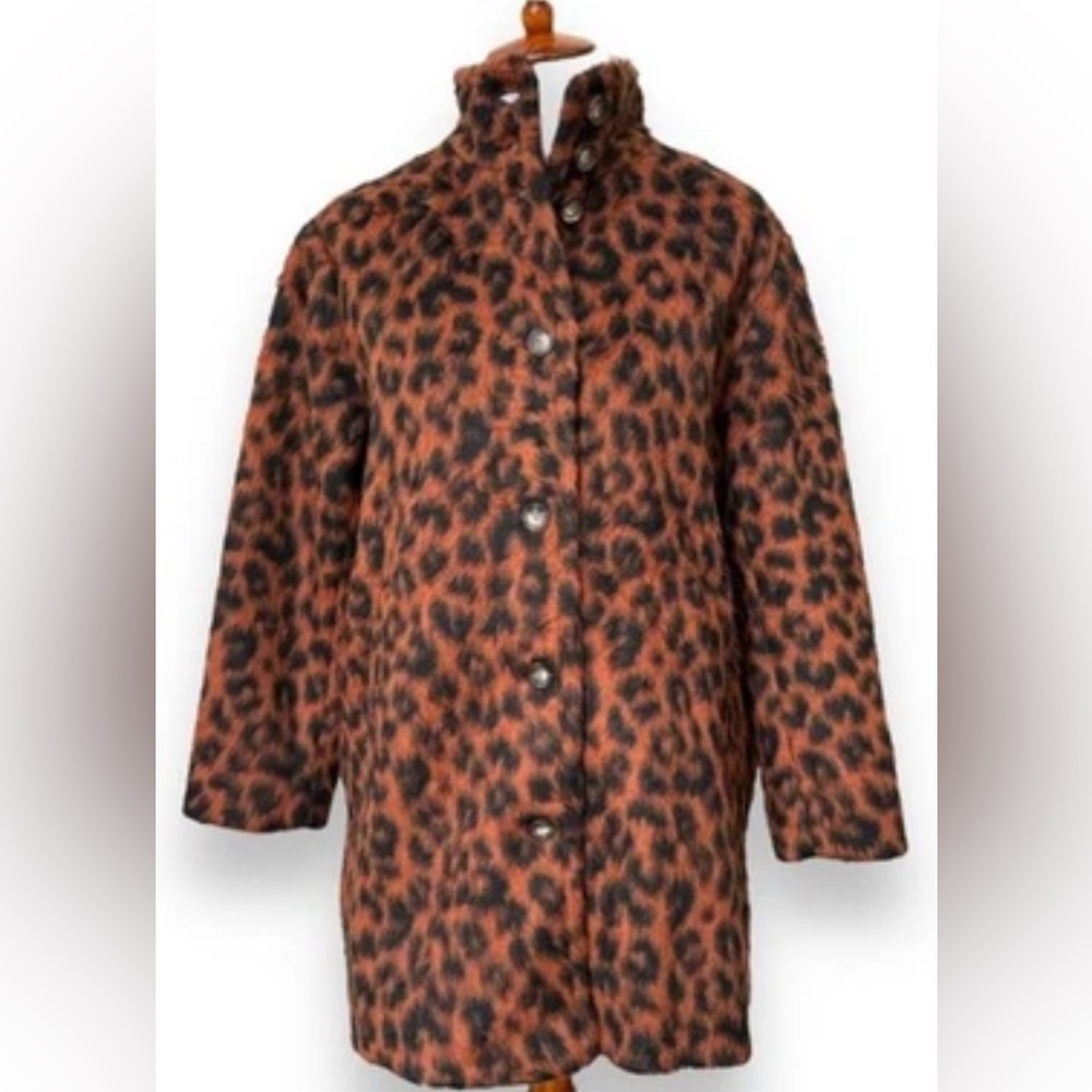 Marine Layer Leopard-Pattern Brown & Black Trench… - image 1